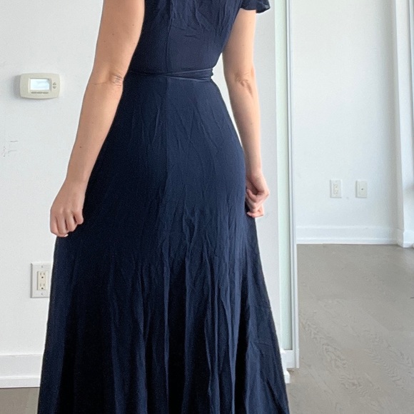 Long navy dress with cap sleeves - Picture 4 of 4